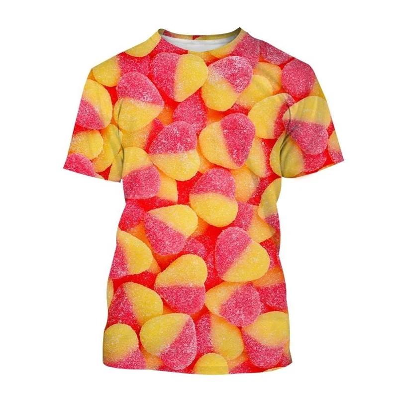Summer Funny T-Shirts Lollipop Candy 3D Print Streetwear Men Women Casual Oversized Short Sleeve T Shirt Kids Tees Tops Clothing