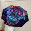 1pc Colorful Neon Sugar Skull Artwork Umbrella with Plastic Handle,Suitable for All Seasons Home Travel Outdoor UmbrellaDD1469