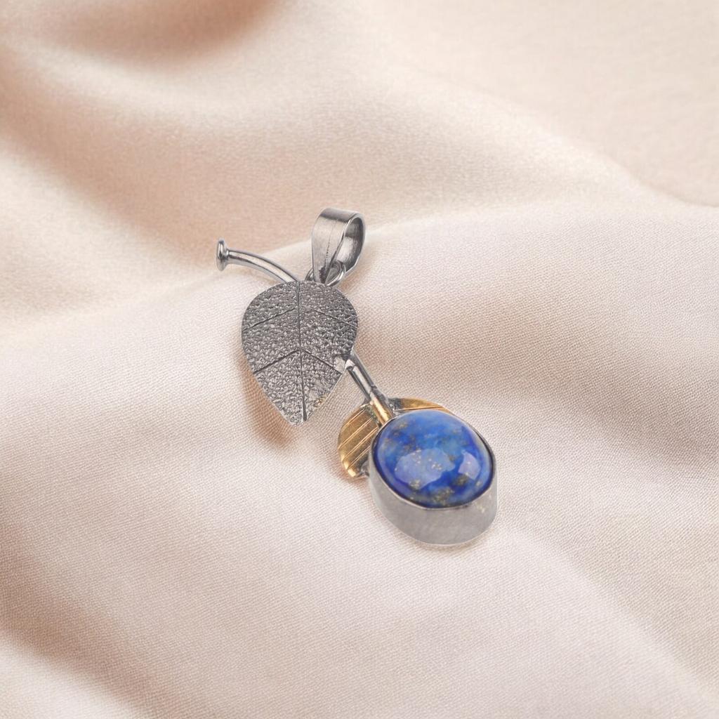 Natural Lapis Lazuli Pendant 925 Sterling Silver Handmade Gemstone Jewelry Gift PP-55-32