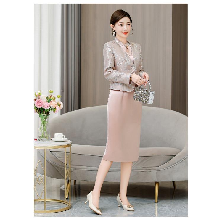 Festive Mother of The Groom Dress with Slim Fit Suit for Autumn Wedding