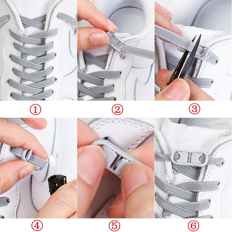 1Pair No Tie Shoelace Flats Elastic Shoe Laces Kids Adult Sneakers Shoelace Quick Lazy Laces 24 Color Buckle Strings Sports Shoe