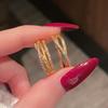 Vintage Geometric Brushed Lines Full Of Diamonds Zir*****Pen Ring Niche Design Temperament Exquisite Ring Woman