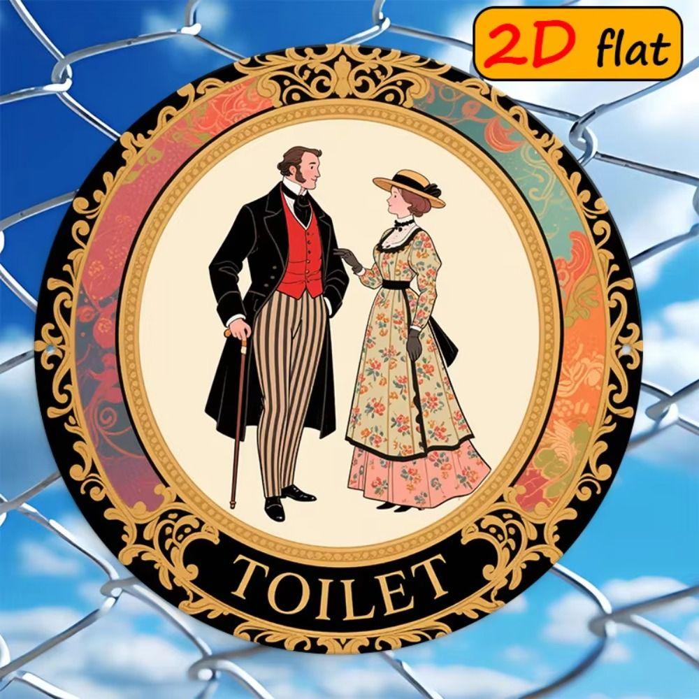 Metal Sign Toilet Gold Dress Retro Wall Decor 20x30 Cm