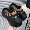 Fashion Crystal Decor Chunky Platform Clogs Shoes Woman 2025 Summer Buckle Strap Eva Sandles Woman Non Slip Thick Bottom Garden Sandals