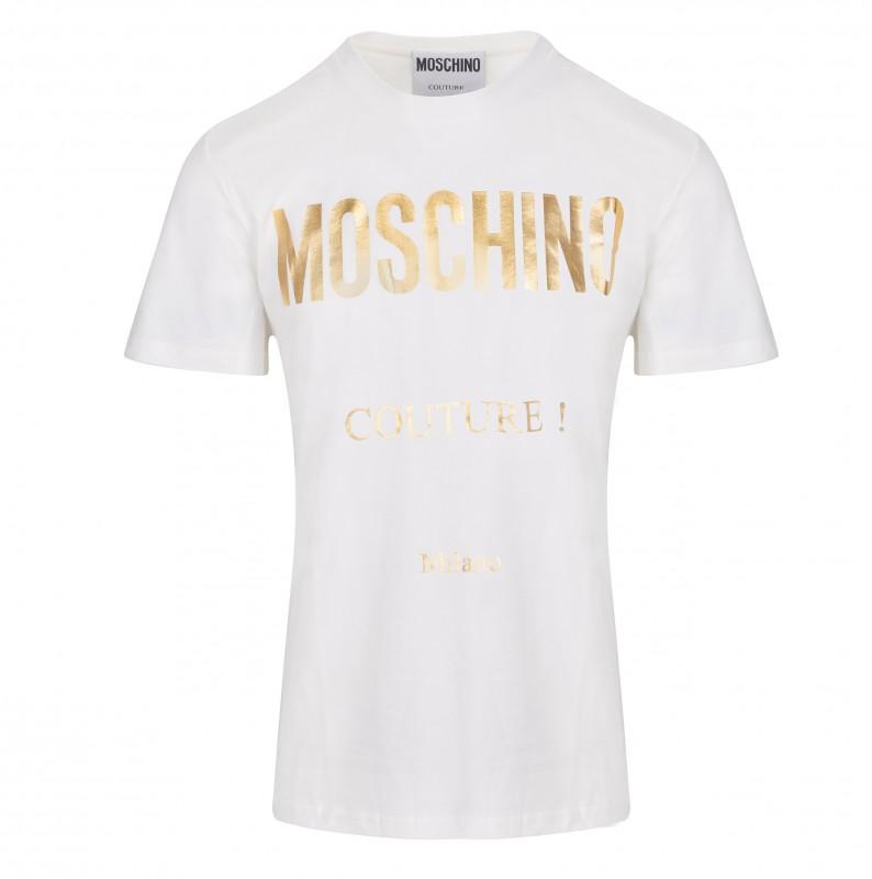 SuperMerchantEU Moschino couture luxe heren t-shirt wit -50% - Maat: XL