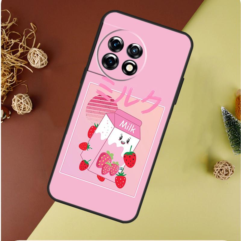 Kawaii Strawberry Milk For OnePlus 13 12 11 12R 13R 9 10 Pro 8T 9RT 10T 10R Nord 4 CE 2 3 Lite N20 N30 Phone Case