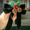 Christmas Velvet Bow & Bell Hanging Ornaments Door Decor