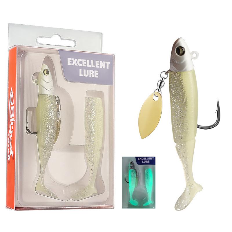 

Glow-In-The-Dark T-Tail Lead Soft Bait Set 9.5Cm 20G Single Hook Glitter Bionic Bait Sea Fishing Bait
