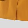 INCERUN Men Summer Lapel Neck Short Sleeve Buttons Casual Shirts Tops