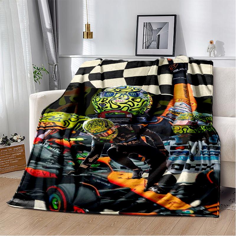 Manta Suave de Felpa Lando Norris Piloto F1, Manta de Franela Manta de Tiro para Sala de Estar Dormitorio Cama Sofá Oficina Cubierta Regalo
