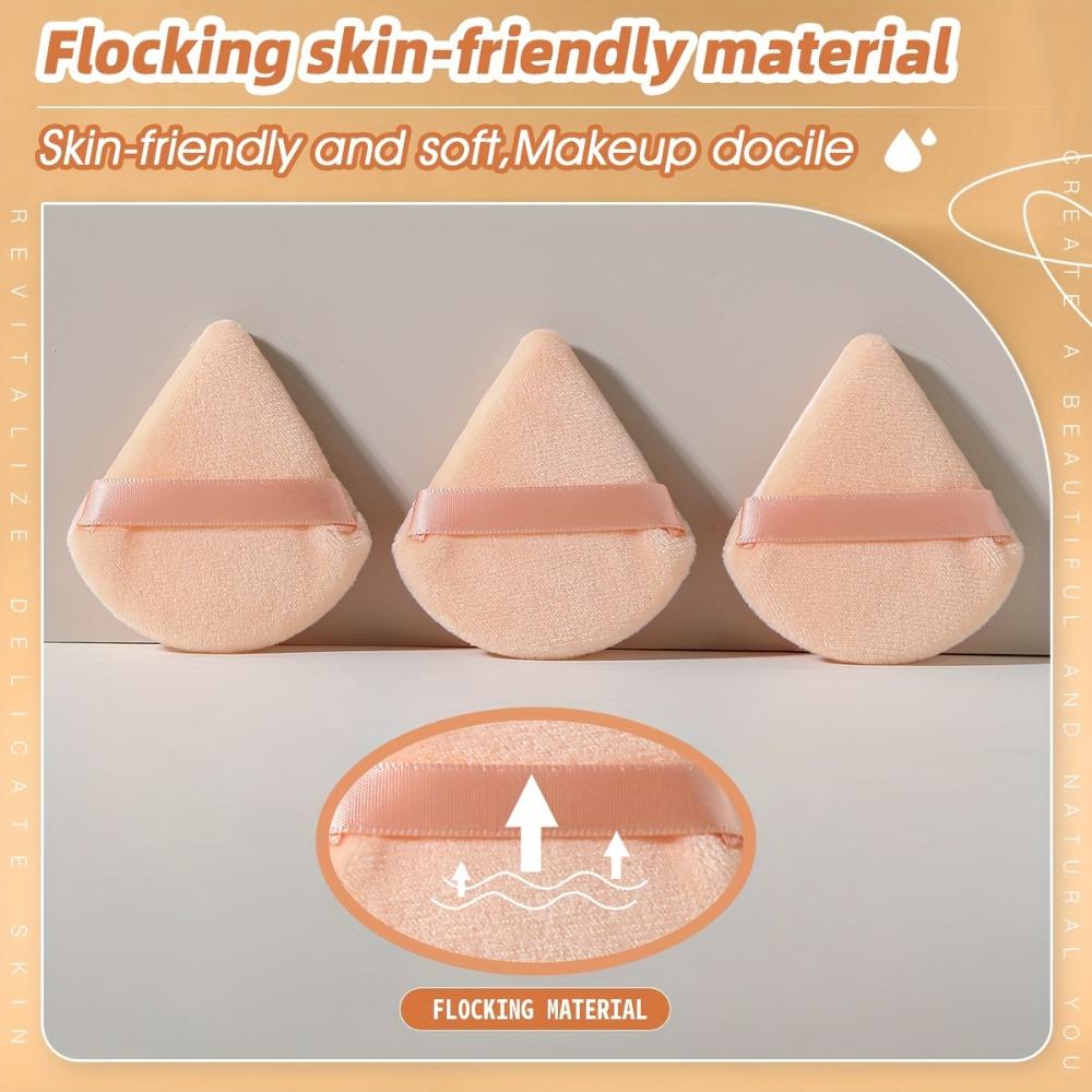 Set de 3 pufuri tip evantai, puf moale din catifea cu bretele, instrumente de machiaj facial perfecte pentru artiștii de machiaj începători