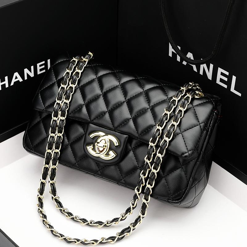Leather Women's Bag Rhombus Chain Bag 2 New High-end Underarm Bag Fashionable Shoulder Messenger Bag