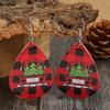 European & American Christmas Plaid Car Earrings with Tree (Double-Sided Leather)