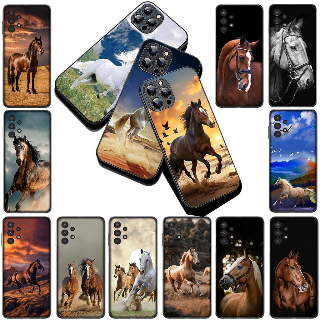 Phone Cover for Samsung Galaxy S25 S24 S23 FE Ultra Plus S7 Edge S25+ S23+ A56 5G Casing Soft Case Running Wild Horse Wallpaper