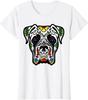 Boxer In White Dead Sugar Skull Dog Gift T-Shirt Casual Short Four Seasons Shirts for Unisex Women Kids Halloween Shirts Mexico