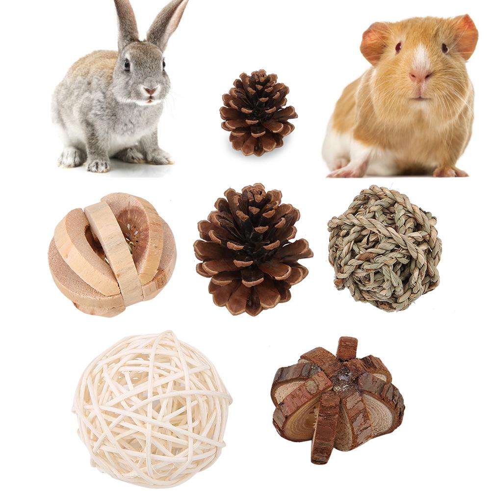 Small Pet Natural Wooden Handmade Ball Set Hamster Rat Mice Toy Accessories