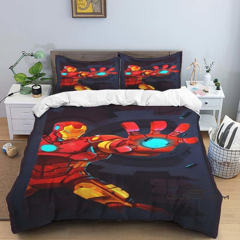 

Iron Man print cartoon duvet cover bedding set, anime-themed home decor, suitable for children and adults. 135x200cm