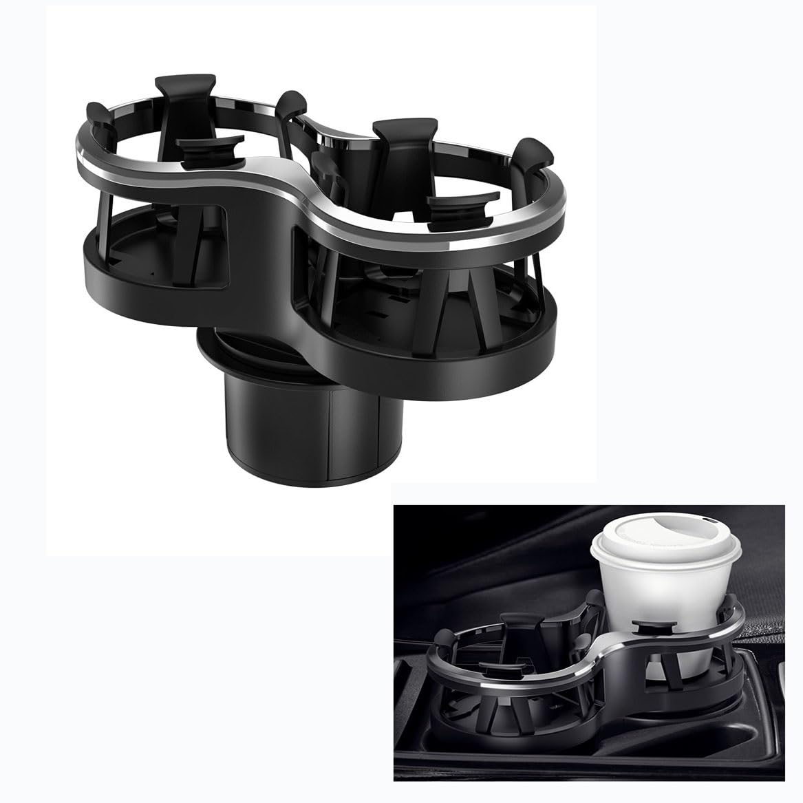 

Car Drink Holder Round 2 Cup Stand Fits Nissan Sakura/Cube One size чёрный