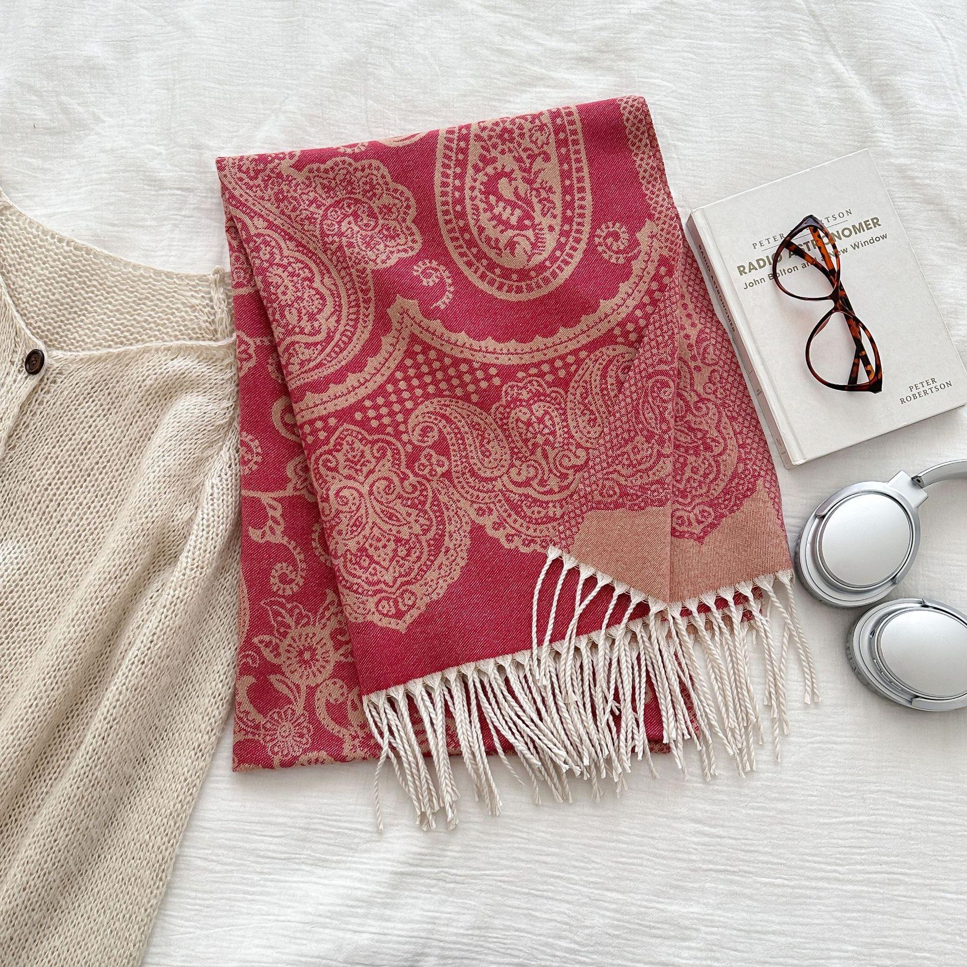 

New Imitation Cashmere Jacquard Ethnic Style Cashew Flower Shawl To Wear with Women s Travel and Vacation Photo Scarf To Keep Warm 65*180cm