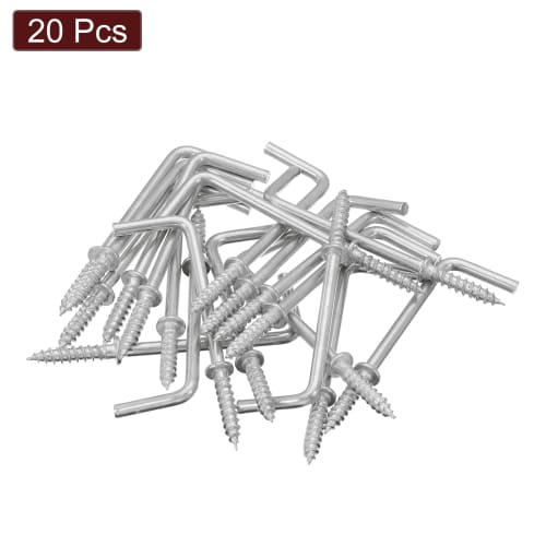 uxcell Western-style Bent Nails, 71mm Total Length, Pack of 20, Right-Angle Hooks, Screw Hooks, L-Shaped Metal Fittings, Carbon Steel, for Constructio