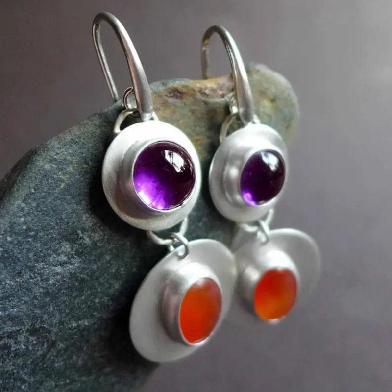 Luxury Green Zircon Drop Shape Boho Earrings for Women Fashion Engagement Zircon Long Purple Stone Dangle Earrings