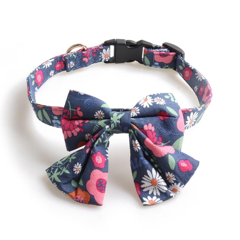 

Ошейник для собак с цветочным бантом для питомца 1.5*24.5-35CM темно-синий