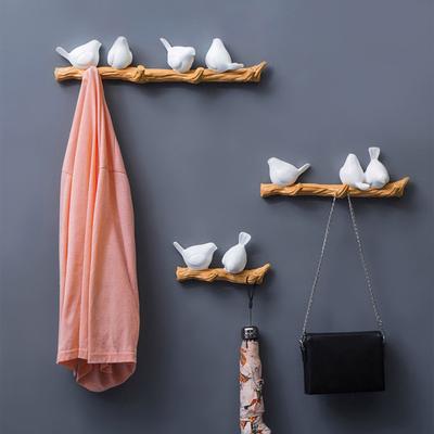 Gancio da Parete Decorativo con Uccelli in Resina Uccelli su Ramo d'Albero Gancio per Cappotti Appendiabiti da Parete in Stile Rustico per Ingresso Cappotti Cappelli Chiavi Asciugamani