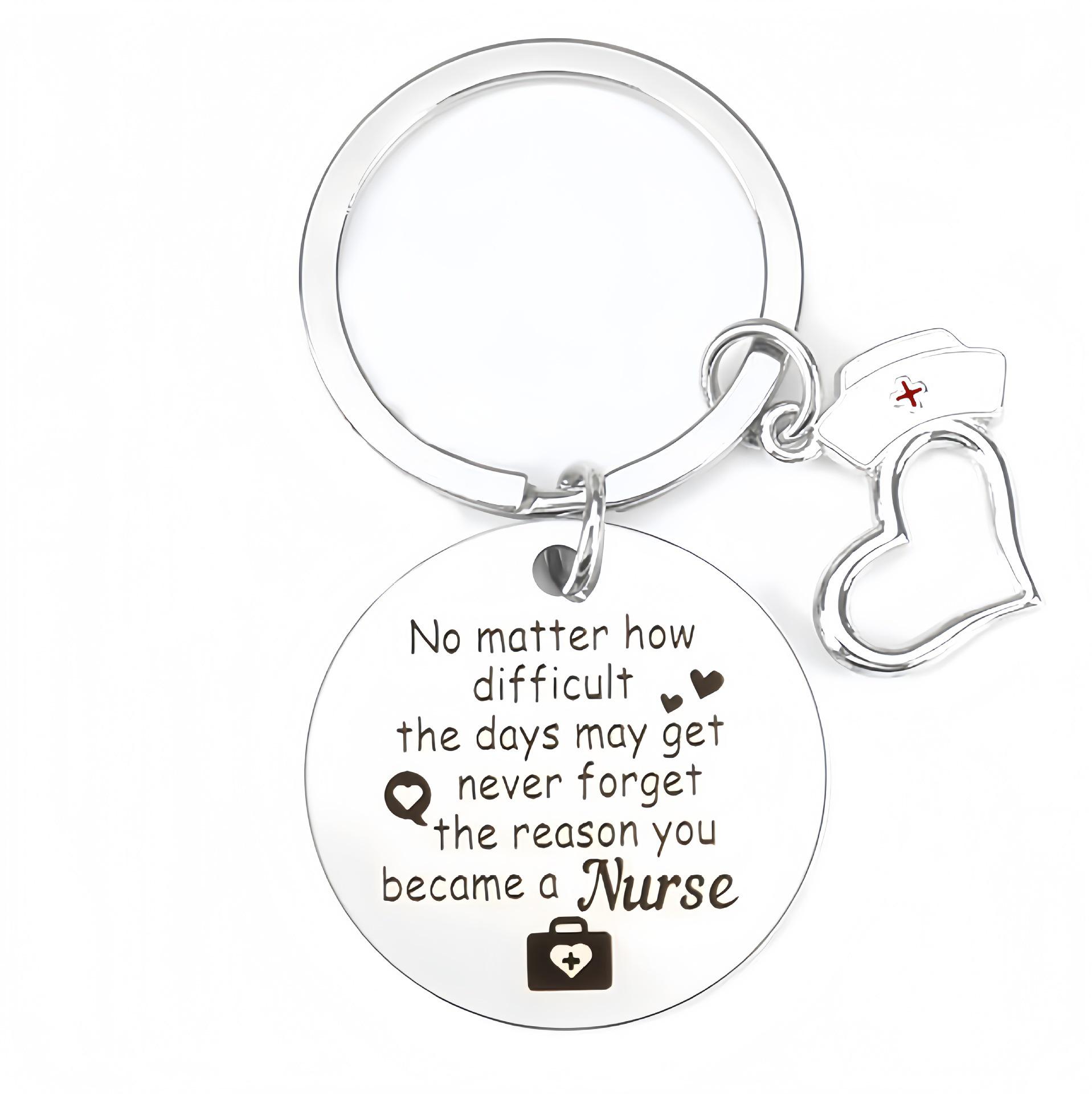

Stainless Steel Nurse Hat Keychain: Engraved Nurse s Day Gift 30mm