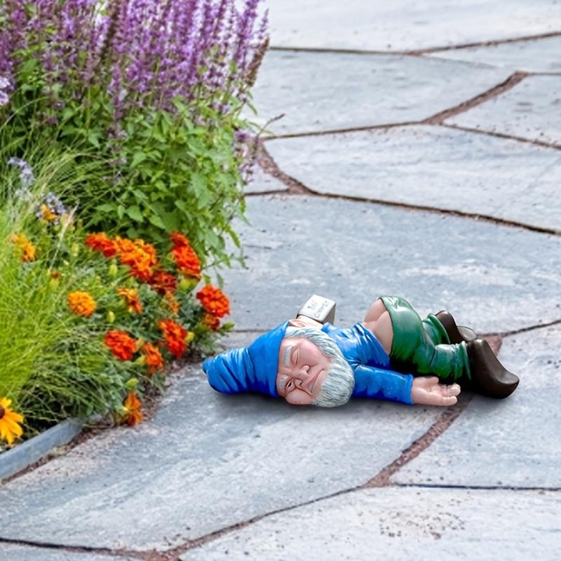 1pc Large Drunken Funny Garden Gnome Statue - 15cm Resin Art Deco Figurine with Weatherproof Coating for Yard Lawn Porch Decor