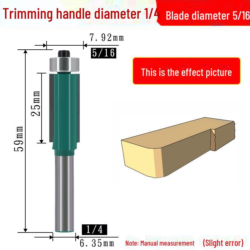 1/4" Bearing Woodworking Milling Cutter Set: Trimming, Engraving, V-Shaped, Straight, & Round Bottom Knives