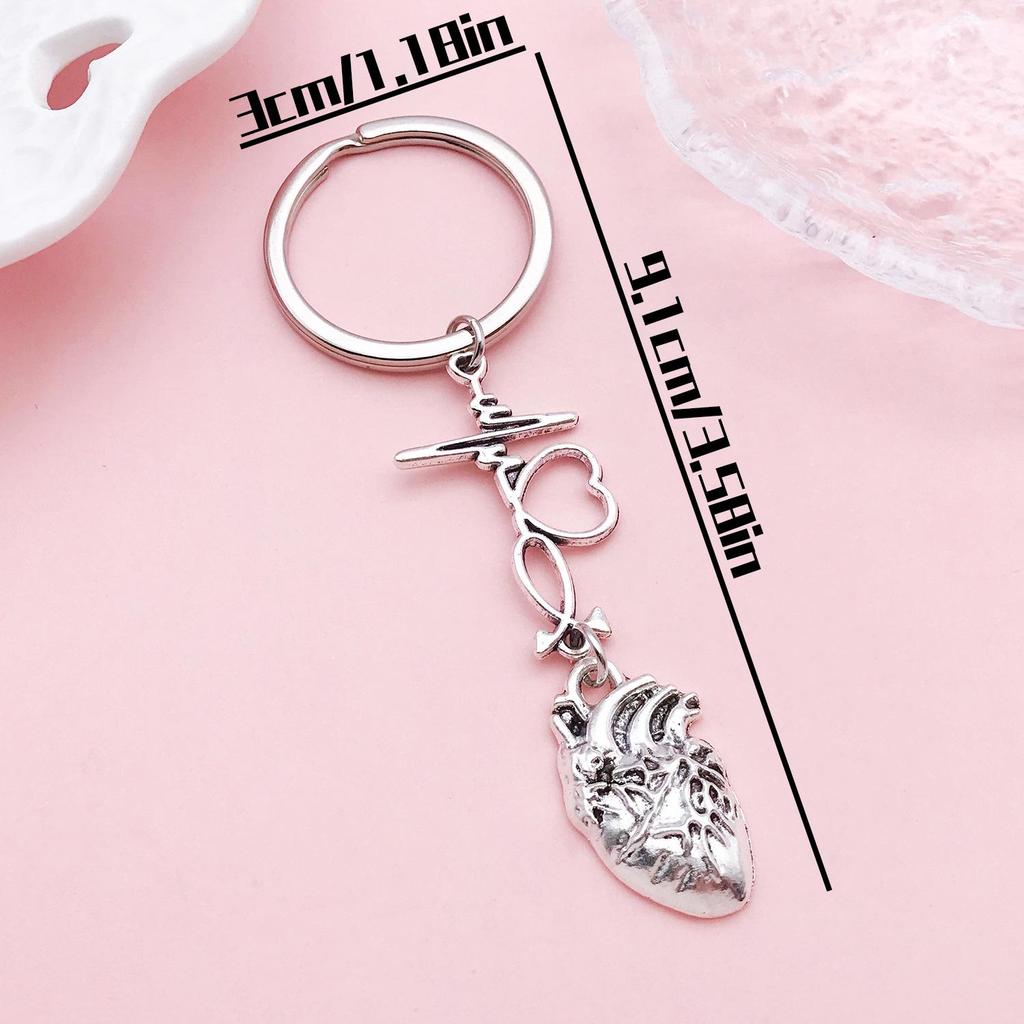 Cross-Border Nurse Tools Keychain with Syringe, Stethoscope, Heart & ECG Pendants