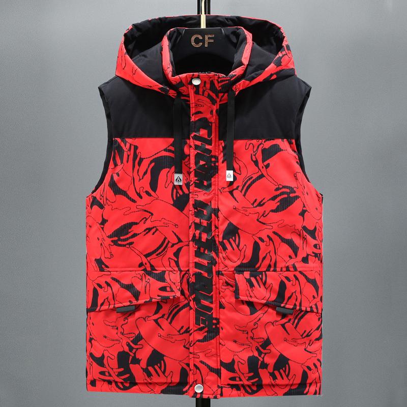 Nadměrné velikosti S-8XL Zimní bez rukávů Parky Pánské svrchní oblečení Módní Pánská hřejivá vesta s kapucí