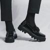 Glänzende formelle Loafer für Herren: Britischer Stil, zum Hineinschlüpfen, Dicke Sohle, Höhensteigernd, Lässige Lederschuhe