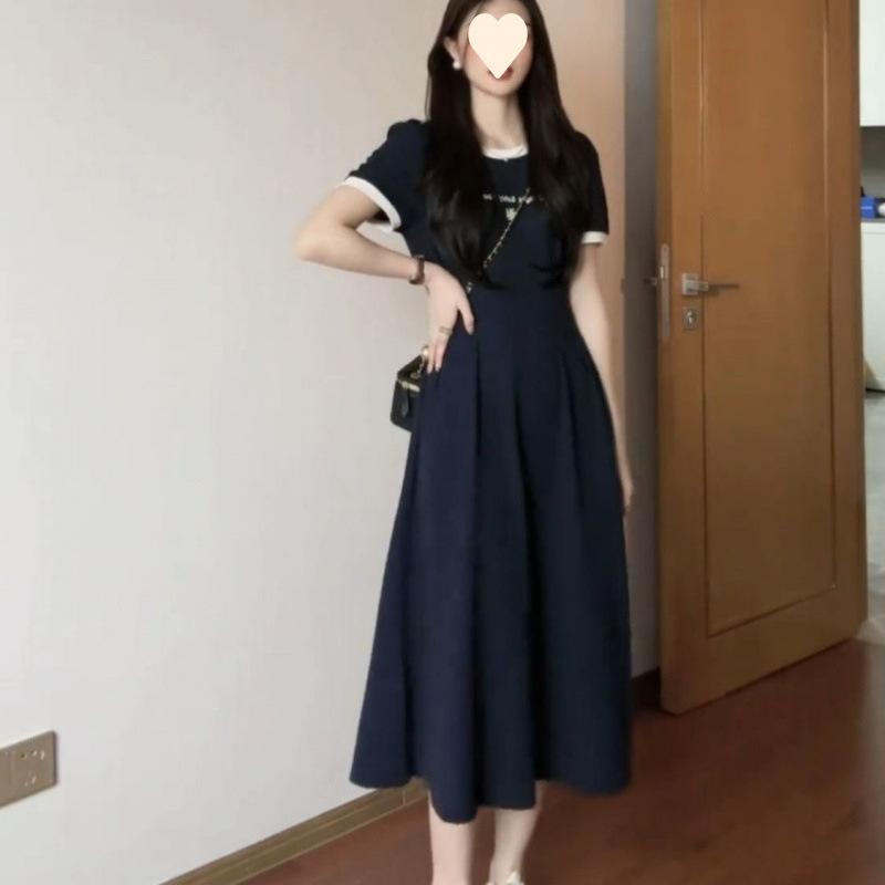 Large size high-end light luxury dress women's summer new waist and thin temperament skirt