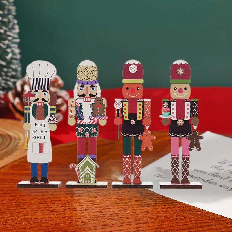 

4 шт. Деревянный Щелкунчик-солдат, подвеска на рождественскую елку, украшение на Рождество для дома, подарок на Новый год 4pcs