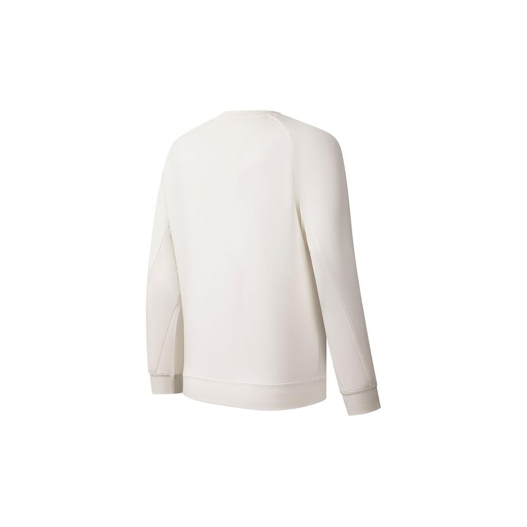 Li-Ning Fitness Series Solid Color Pullover Long-Sleeve Crew Neck Sweatshirt Women Tops Cream AWDS776-1