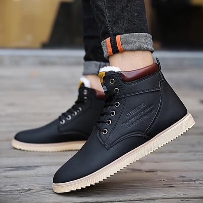 Enkellaarsjes warme heren sneeuwlaarzen winter veterschoenen heren 2024 nieuwe aankomst mode flock pluche winterlaarzen heren