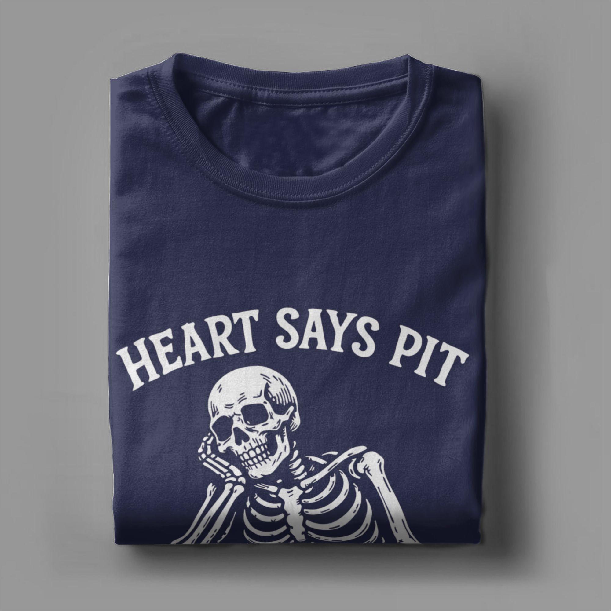 Casual Heart Says Pit Knees Say Balcony Skeleton TShirt 100Cotton Short Sleeve Punk Rock Concert Round Neck Summer Tops S
