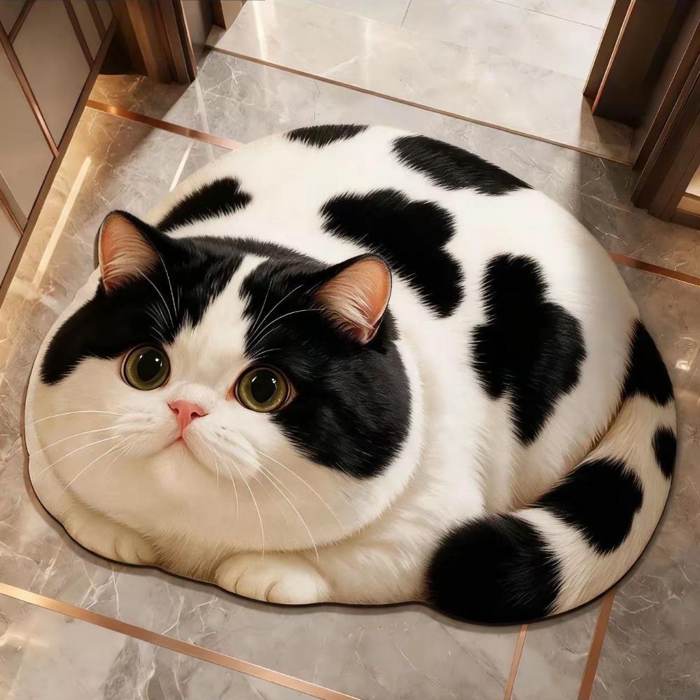 Diatomaceous Earth 3D Cat Floor Mat 45×60CM Bedroom Door Rug Creativity Bathroom Carpet Home Decor