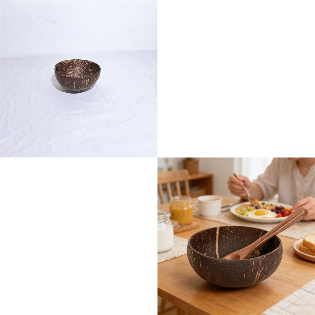 Coconuts Shell Bowl and Spoon Salad Ramen Bowl for Salad Ramen and Ramen Lover CN