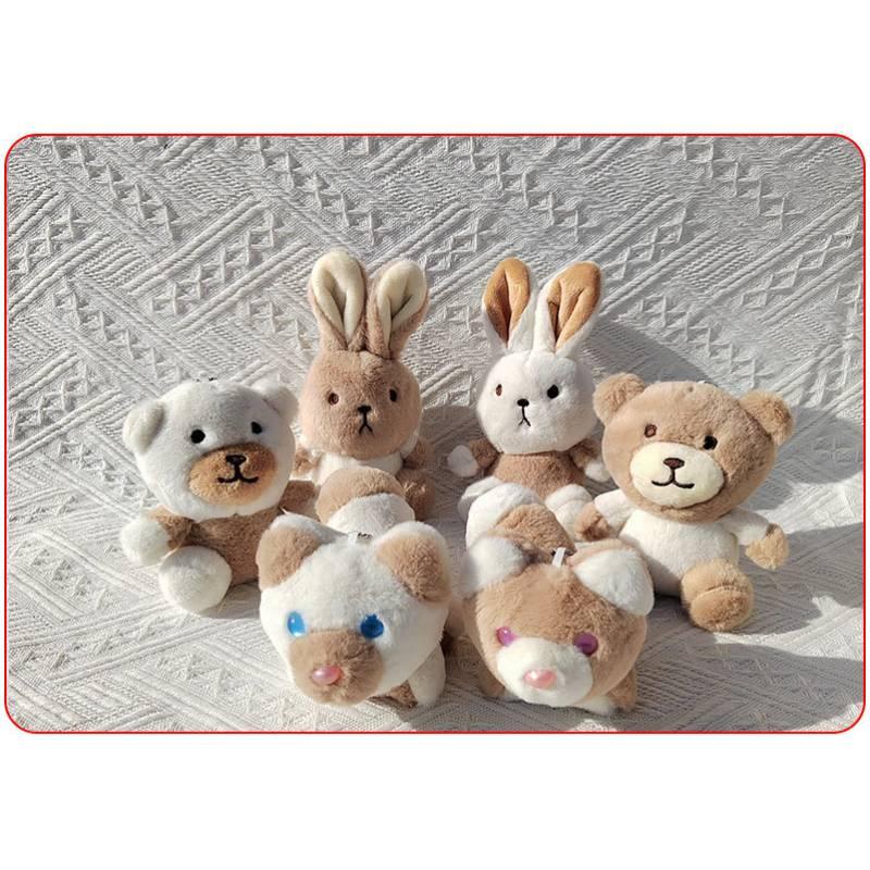 Milk Tea Bunny Plush Keychain With Short Plush Material For Teen Gift