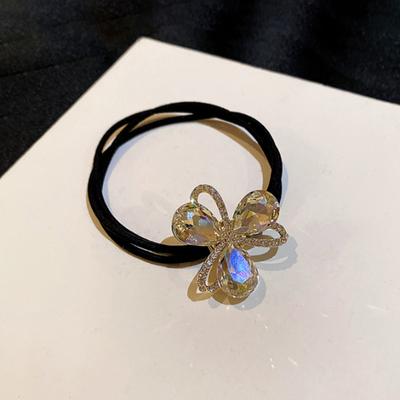 Korean Style Alloy Glass Hair Rope For Girl Women Headbands Shining Flower Ponytail Elastic Hair Bands Hair Ties