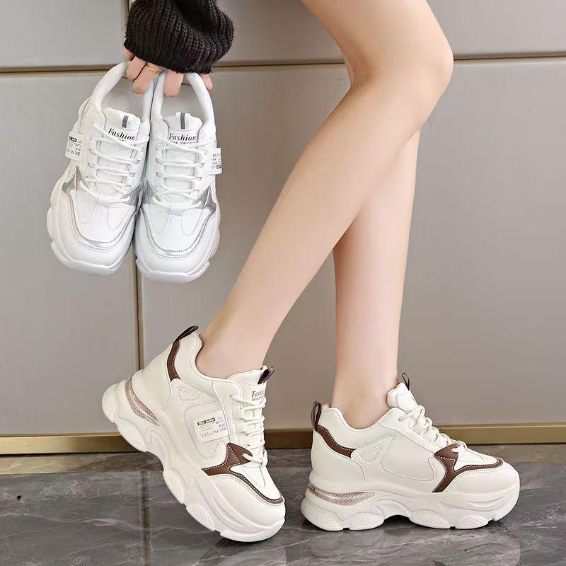 Spring Summer Women Platform White Sneakers Fashion Breathable Lace-up Wedge Vulcanzie Shoes Female Casual Sport Shoes Versatile