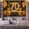 Black Gold 70th Happy Birthday Photography Backdrop Diamond Number Golden Balloon Cake 70 Years Old Birthday Party Photo