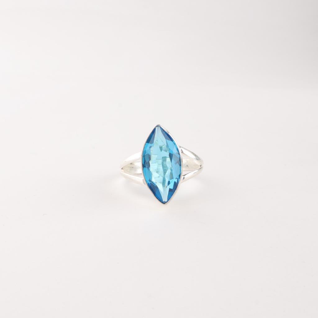 Swiss Blue Topaz Gemstone 925 Sterling Silver Jewelry Handcrafted Stylish Ring RR-23-9