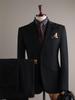 Premium British Two-Button Men's Three-Piece Suit: Solid Color, Western Style, Formal Business Wear
