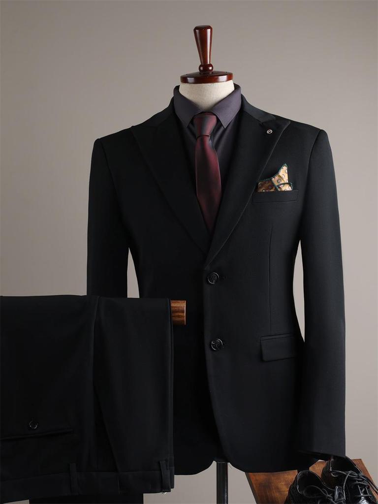 Premium British Two-Button Men's Three-Piece Suit: Solid Color, Western Style, Formal Business Wear