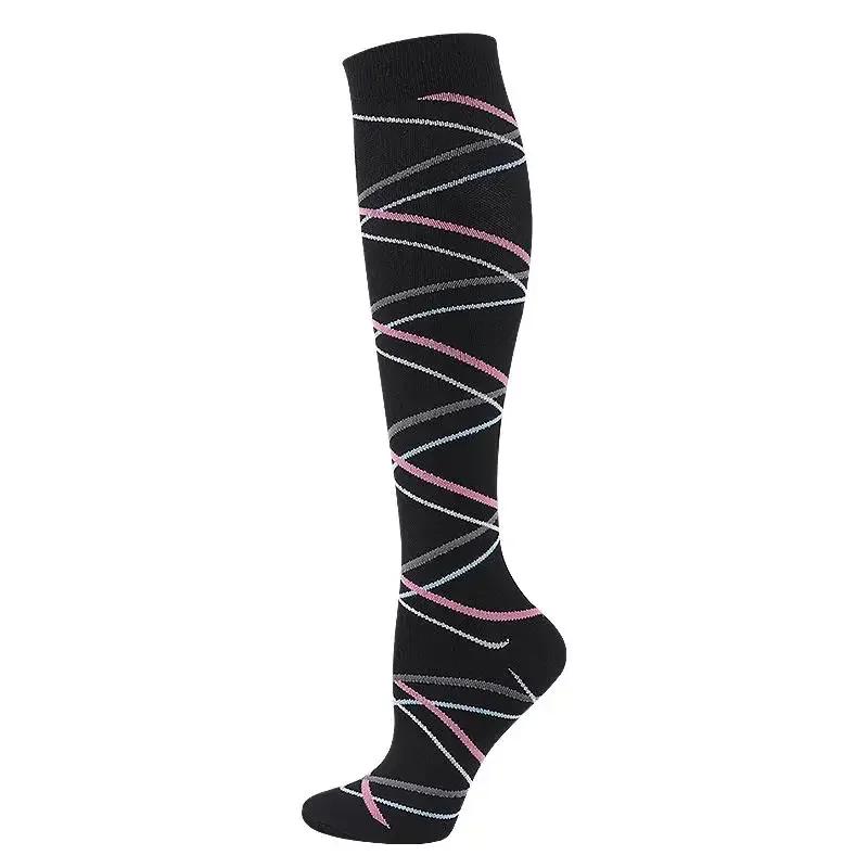 1Pair Snug Support Stockings For Compression Wear Cooling Running Cycling Pressure Soccer Adult Sock Korean Edition Network Pressure Socks