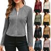 Women's Fashion Zipper Long Sleeve Short Jacket Versatile Casual Outerwear