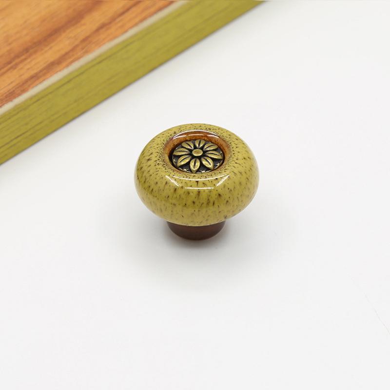 Wardrobe Door Small Handle Retro Cabinet Leopard Print Glass Handle Circular Single Hole Handle Home Decoration